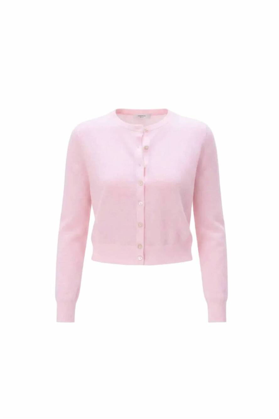 NEW WHITE + WARREN women's linen blend cardigan in porcelain pink